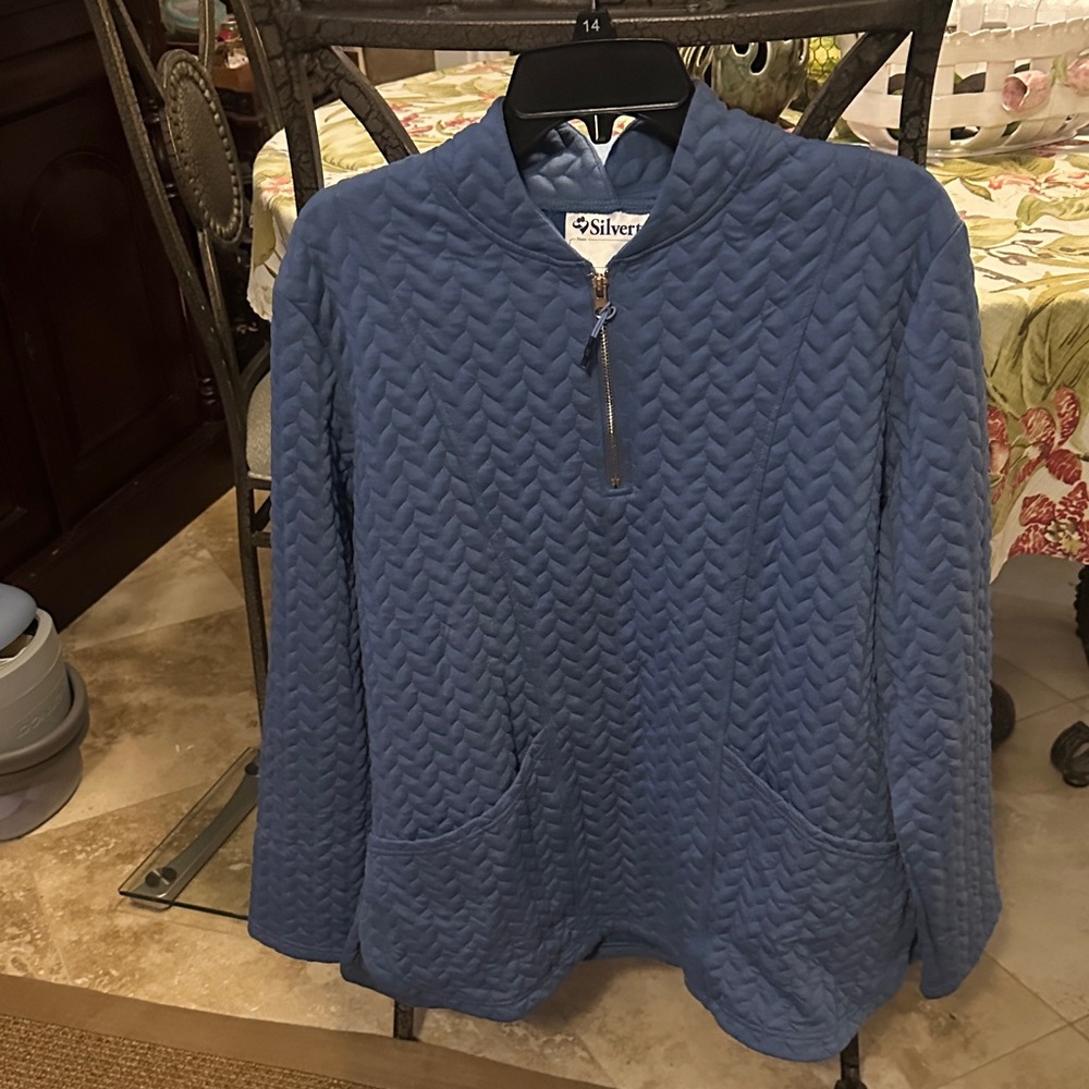 Silver Women's Blue Quilted Jacket